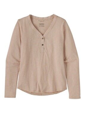 Patagonia Main Stay Henley Striped Tan Women's Large